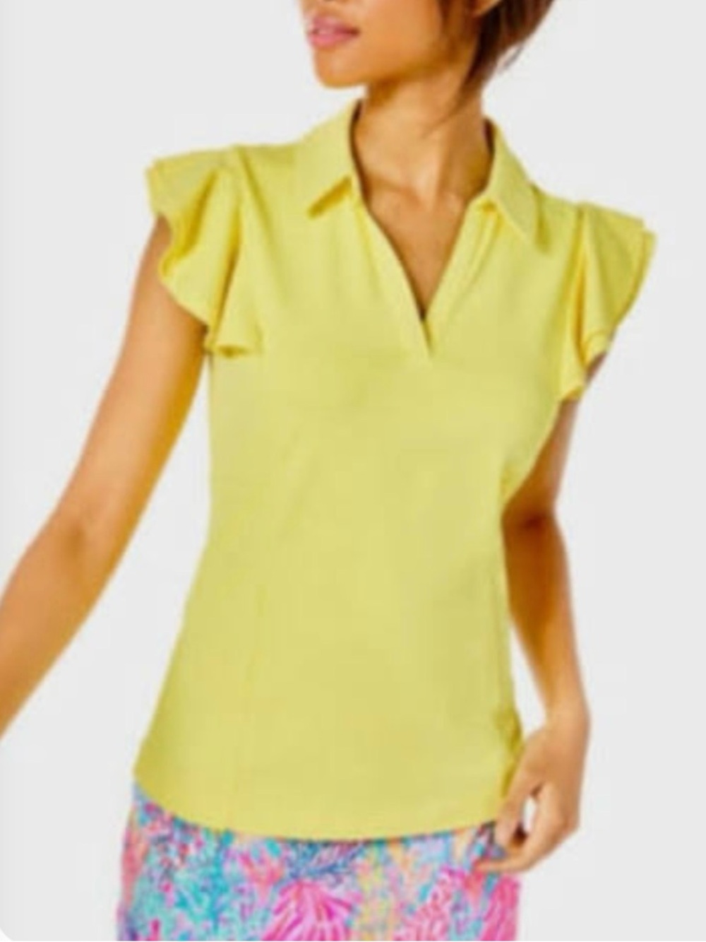 Lilly Pulitzer Caddie Polo Golf Polo top Calla Yellow, Size XL, Luxletic